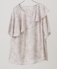 OLBHA25089 eur3(エウルキューブ) 【WEB先行販売】【大きいサイズ】フリルカラーフラワープリントブラウス ベージュ(82)