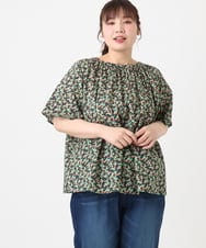 OLBHA36089 eur3(エウルキューブ) 【WEB先行販売】【大きいサイズ】フルーツプリントブラウス ネイビー(57)