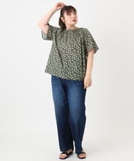 OLBHA36089 eur3(エウルキューブ) 【WEB先行販売】【大きいサイズ】フルーツプリントブラウス ネイビー(57)