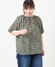 OLBHA36089 eur3(エウルキューブ) 【WEB先行販売】【大きいサイズ】フルーツプリントブラウス ネイビー(57)