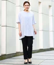 OLBHA37099 eur3(エウルキューブ) 【大きいサイズ】ヴィンテージポプリンフレアスリーブブラウス ライトブルー(50)