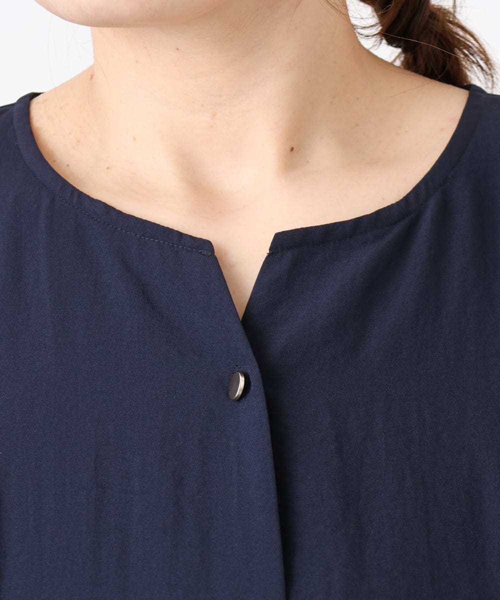 OLBHA37099 eur3(エウルキューブ) 【大きいサイズ】ヴィンテージポプリンフレアスリーブブラウス ネイビー(57)