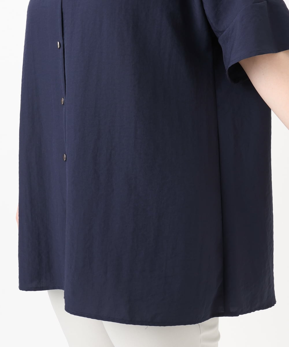OLBHA37099 eur3(エウルキューブ) 【大きいサイズ】ヴィンテージポプリンフレアスリーブブラウス ネイビー(57)