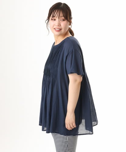 OLBHD13099 eur3 【WEB先行販売】【大きいサイズ】インド綿ピンタックブラウス