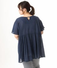 OLBHD13099 eur3(エウルキューブ) 【大きいサイズ】インド綿ピンタックブラウス ネイビー