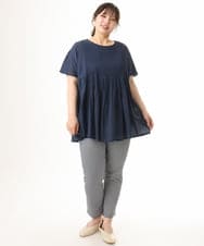 OLBHD13099 eur3(エウルキューブ) 【大きいサイズ】インド綿ピンタックブラウス ネイビー