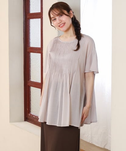 OLBHD13099 eur3 【WEB先行販売】【大きいサイズ】インド綿ピンタックブラウス