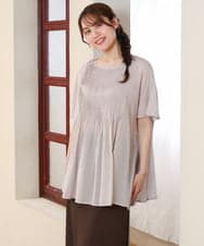 OLBHD13099 eur3(エウルキューブ) 【大きいサイズ】インド綿ピンタックブラウス グレージュ