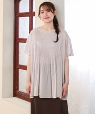 OLBHD13099 eur3(エウルキューブ) 【大きいサイズ】インド綿ピンタックブラウス グレージュ