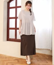 OLBHD13099 eur3(エウルキューブ) 【大きいサイズ】インド綿ピンタックブラウス グレージュ