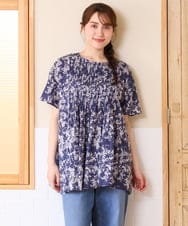 OLBHD13099 eur3(エウルキューブ) 【大きいサイズ】インド綿ピンタックブラウス ライトグレー