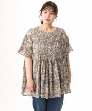 OLBHD13099 eur3(エウルキューブ) 【大きいサイズ】インド綿ピンタックブラウス グレー