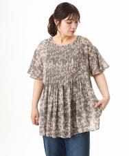 OLBHD13099 eur3(エウルキューブ) 【大きいサイズ】インド綿ピンタックブラウス グレー