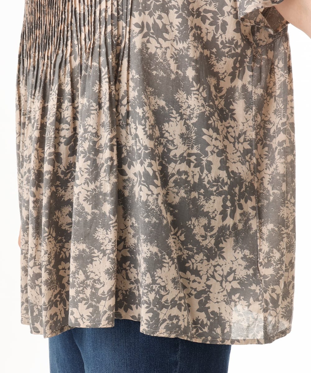 OLBHD13099 eur3(エウルキューブ) 【大きいサイズ】インド綿ピンタックブラウス グレー