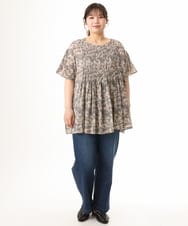 OLBHD13099 eur3(エウルキューブ) 【大きいサイズ】インド綿ピンタックブラウス グレー