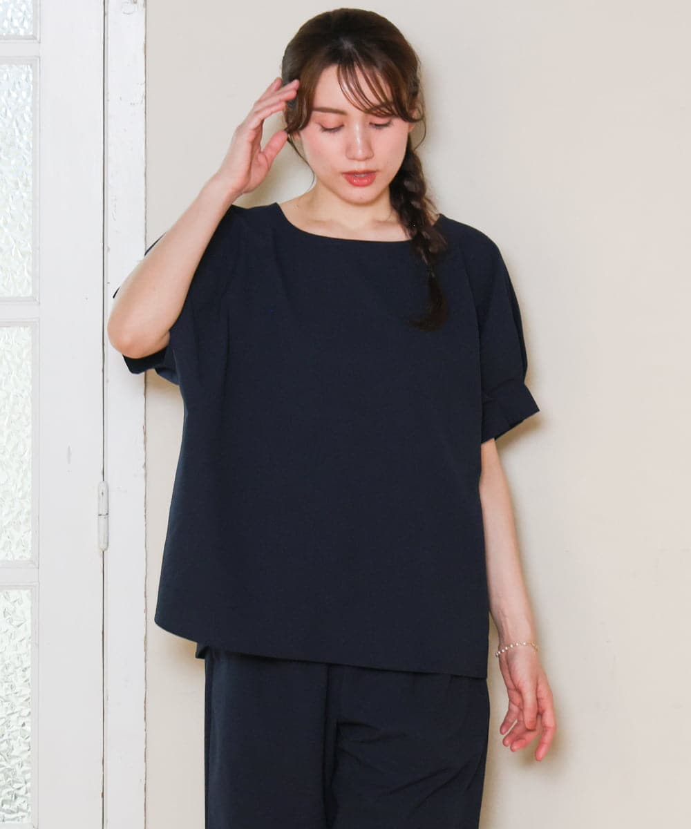 OLBHD31069 eur3(エウルキューブ) 【WEB先行販売】【大きいサイズ/吸水速乾】ドライタッチサッカーブラウス ネイビー