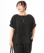 OLBHD31069 eur3(エウルキューブ) 【WEB先行販売】【大きいサイズ/吸水速乾】ドライタッチサッカーブラウス ブラック