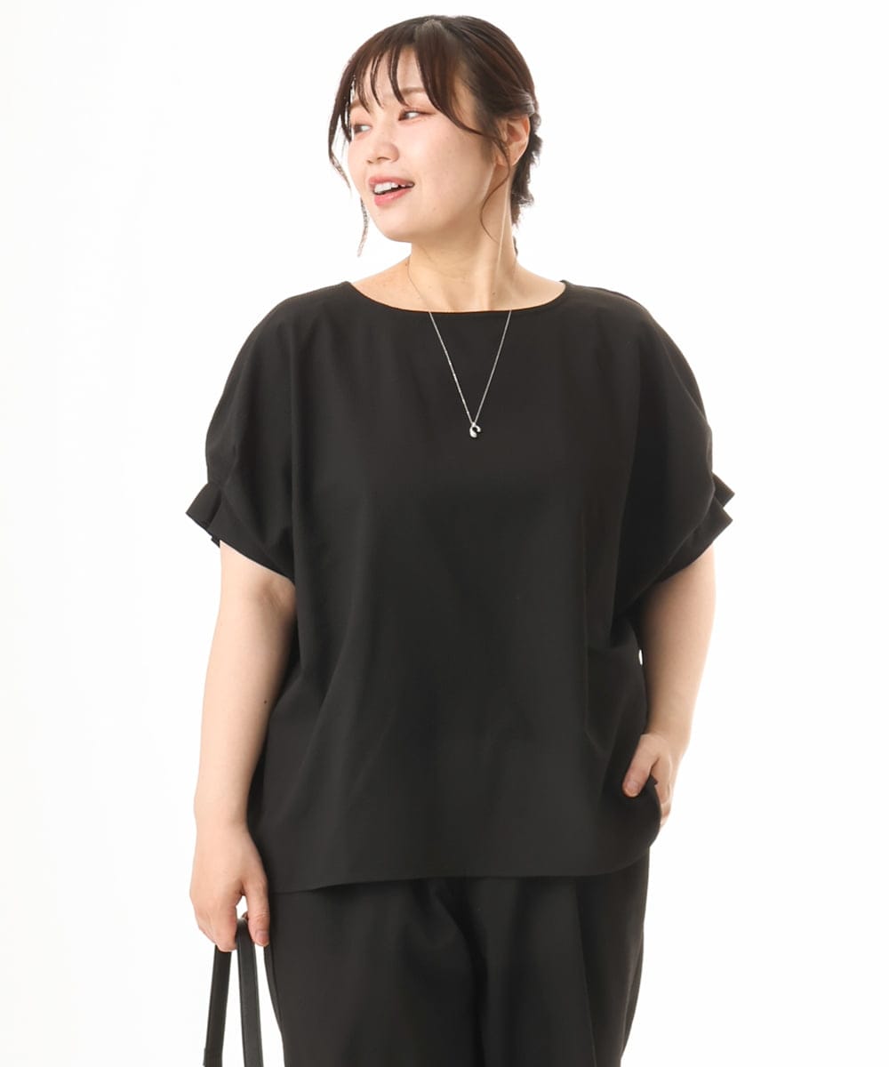 OLBHD31069 eur3(エウルキューブ) 【WEB先行販売】【大きいサイズ/吸水速乾】ドライタッチサッカーブラウス ブラック