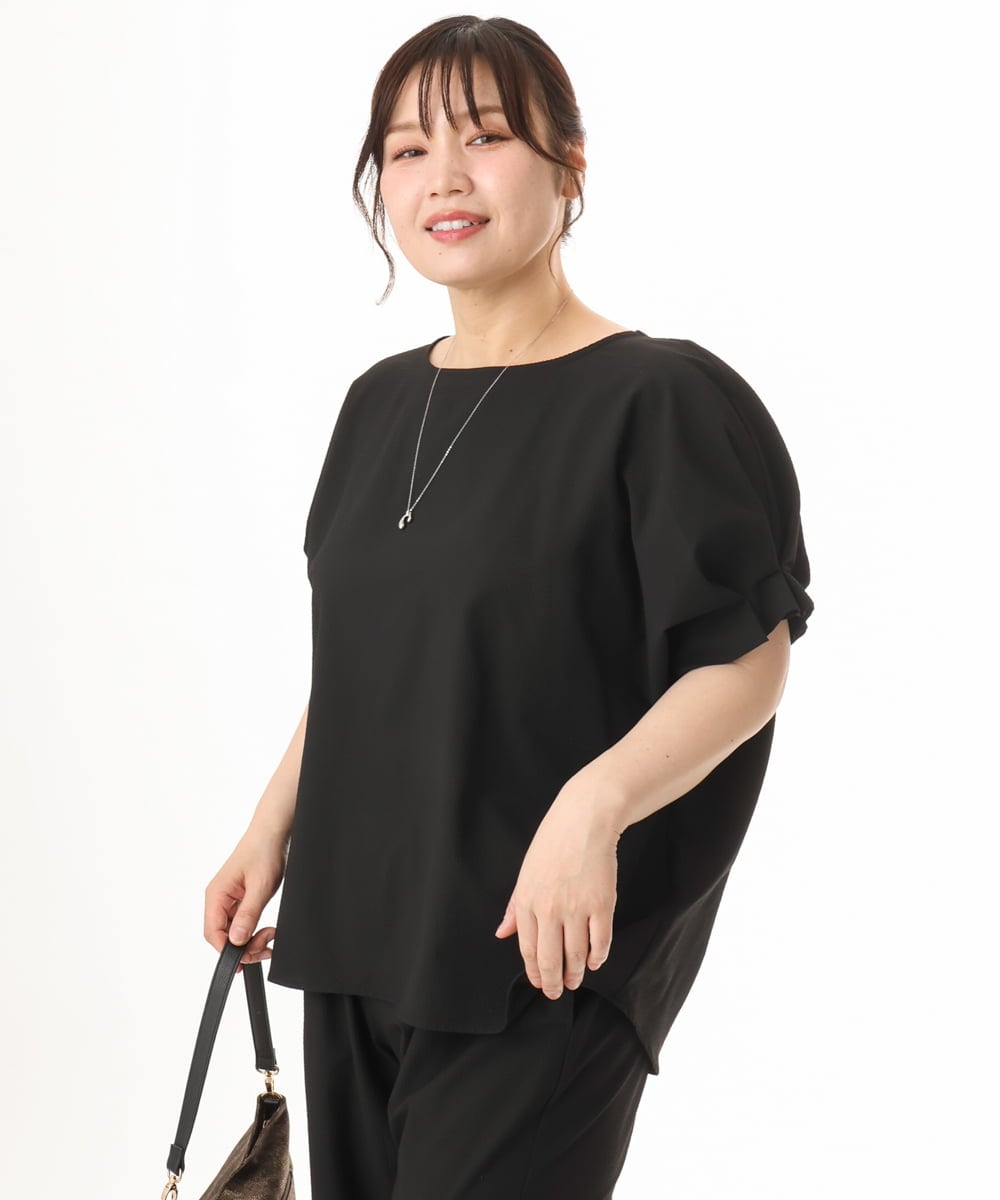 OLBHD31069 eur3(エウルキューブ) 【WEB先行販売】【大きいサイズ/吸水速乾】ドライタッチサッカーブラウス ブラック