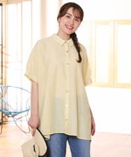 OLBHD32089 eur3(エウルキューブ) 【WEB先行販売】【大きいサイズ/接触冷感】シア―ボクシーシルエットブラウス ライトイエロー