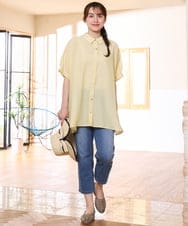 OLBHD32089 eur3(エウルキューブ) 【WEB先行販売】【大きいサイズ/接触冷感】シア―ボクシーシルエットブラウス ライトイエロー