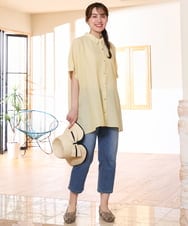 OLBHD32089 eur3(エウルキューブ) 【WEB先行販売】【大きいサイズ/接触冷感】シア―ボクシーシルエットブラウス ライトイエロー