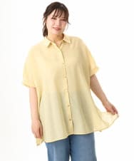 OLBHD32089 eur3(エウルキューブ) 【WEB先行販売】【大きいサイズ/接触冷感】シア―ボクシーシルエットブラウス ライトイエロー