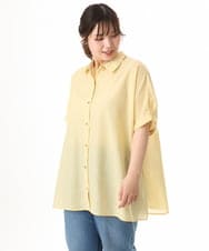 OLBHD32089 eur3(エウルキューブ) 【WEB先行販売】【大きいサイズ/接触冷感】シア―ボクシーシルエットブラウス ライトイエロー