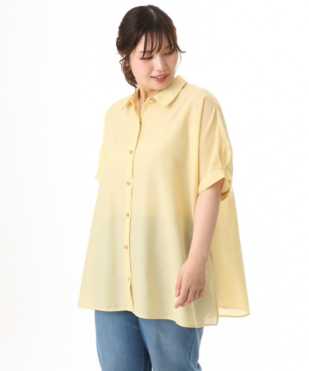OLBHD32089 eur3(エウルキューブ) 【WEB先行販売】【大きいサイズ/接触冷感】シア―ボクシーシルエットブラウス ライトイエロー