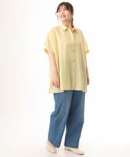 OLBHD32089 eur3(エウルキューブ) 【WEB先行販売】【大きいサイズ/接触冷感】シア―ボクシーシルエットブラウス ライトイエロー