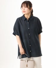 OLBHD32089 eur3(エウルキューブ) 【WEB先行販売】【大きいサイズ/接触冷感】シア―ボクシーシルエットブラウス ネイビー