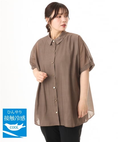 OLBHD32089 eur3 【WEB先行販売】【大きいサイズ/接触冷感】シア―ボクシーシルエットブラウス