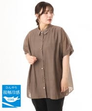 OLBHD32089 eur3(エウルキューブ) 【WEB先行販売】【大きいサイズ/接触冷感】シア―ボクシーシルエットブラウス ダークブラウン