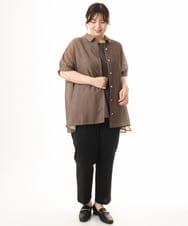 OLBHD32089 eur3(エウルキューブ) 【WEB先行販売】【大きいサイズ/接触冷感】シア―ボクシーシルエットブラウス ダークブラウン