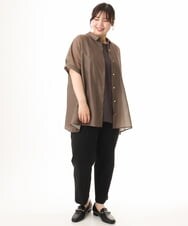 OLBHD32089 eur3(エウルキューブ) 【WEB先行販売】【大きいサイズ/接触冷感】シア―ボクシーシルエットブラウス ダークブラウン