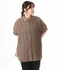 OLBHD32089 eur3(エウルキューブ) 【WEB先行販売】【大きいサイズ/接触冷感】シア―ボクシーシルエットブラウス ダークブラウン