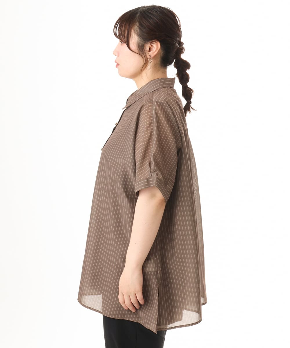 OLBHD32089 eur3(エウルキューブ) 【WEB先行販売】【大きいサイズ/接触冷感】シア―ボクシーシルエットブラウス ダークブラウン
