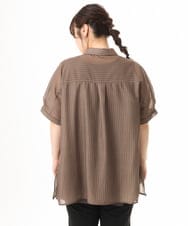 OLBHD32089 eur3(エウルキューブ) 【WEB先行販売】【大きいサイズ/接触冷感】シア―ボクシーシルエットブラウス ダークブラウン