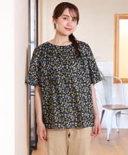 OLBHD35089 eur3(エウルキューブ) 【WEB先行販売】【大きいサイズ】フルーツプリントブラウス ネイビー