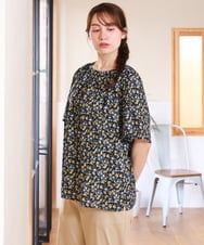 OLBHD35089 eur3(エウルキューブ) 【WEB先行販売】【大きいサイズ】フルーツプリントブラウス ネイビー