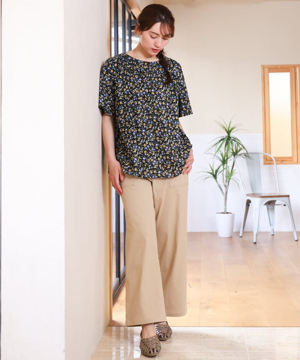 OLBHD35089 eur3(エウルキューブ) 【WEB先行販売】【大きいサイズ】フルーツプリントブラウス ネイビー