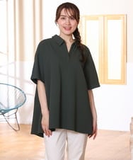 OLBHD42089 eur3(エウルキューブ) 【WEB先行販売】【大きいサイズ】ぽこぽこチュニックブラウス グリーン