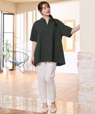 OLBHD42089 eur3(エウルキューブ) 【WEB先行販売】【大きいサイズ】ぽこぽこチュニックブラウス グリーン