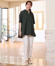 OLBHD42089 eur3(エウルキューブ) 【WEB先行販売】【大きいサイズ】ぽこぽこチュニックブラウス グリーン