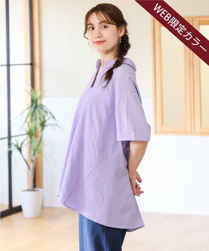 OLBHD42089 eur3 【WEB先行販売】【大きいサイズ】ぽこぽこチュニックブラウス