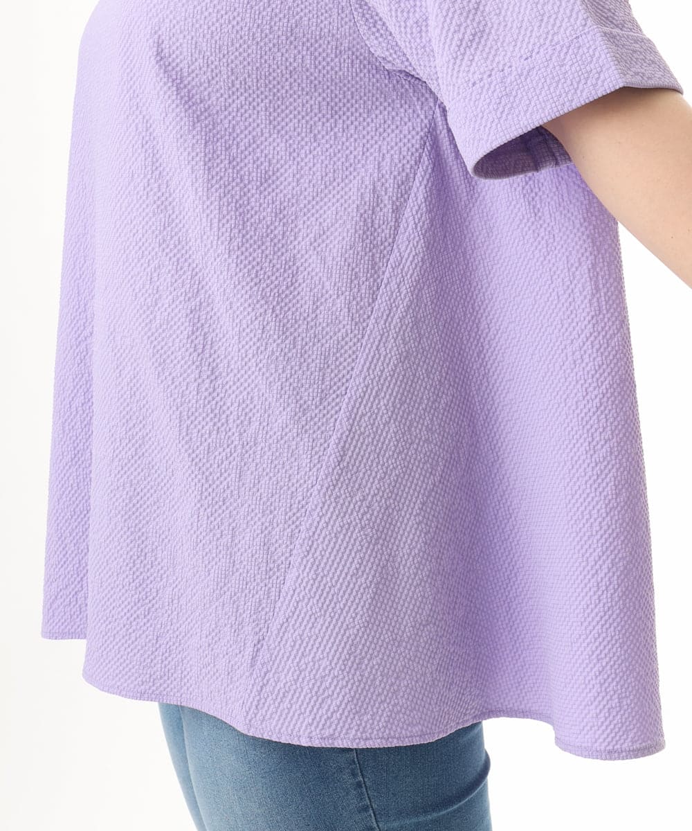OLBHD42089 eur3(エウルキューブ) 【WEB先行販売】【大きいサイズ】ぽこぽこチュニックブラウス ラベンダー（WEB限定カラー）