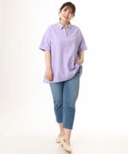OLBHD42089 eur3(エウルキューブ) 【WEB先行販売】【大きいサイズ】ぽこぽこチュニックブラウス ラベンダー（WEB限定カラー）