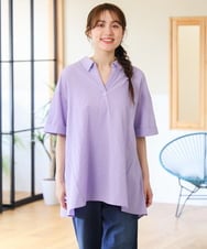 OLBHD42089 eur3(エウルキューブ) 【WEB先行販売】【大きいサイズ】ぽこぽこチュニックブラウス ラベンダー（WEB限定カラー）