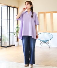 OLBHD42089 eur3(エウルキューブ) 【WEB先行販売】【大きいサイズ】ぽこぽこチュニックブラウス ラベンダー（WEB限定カラー）
