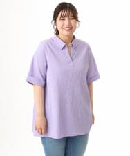 OLBHD42089 eur3(エウルキューブ) 【WEB先行販売】【大きいサイズ】ぽこぽこチュニックブラウス ラベンダー（WEB限定カラー）